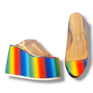 Azalea Wang rainbow platform sandals